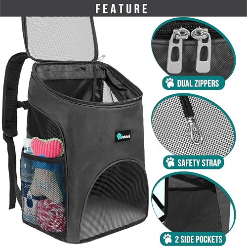 PetAmi Cat Backpack Carrier, Airline Approved Pet Carrier Backpack for Small Dogs and Large Cats, Soft Sided Collapsible Ventilated with Sherpa Bed for Hiking Travel, Max 18 lbs, Gray - color: Gray