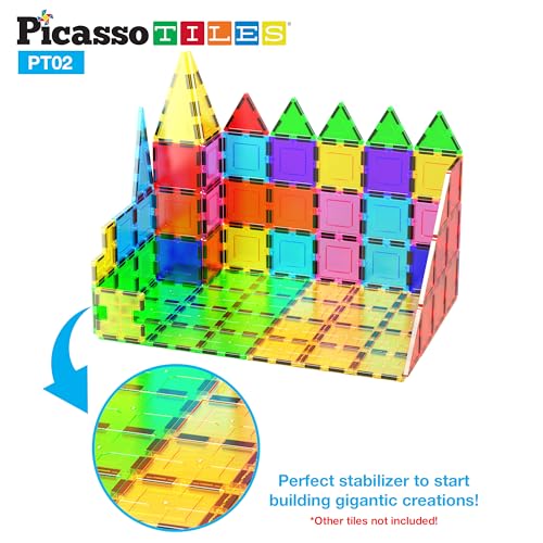 PicassoTiles Kids Toy Magnetic Building Blocks Magnet Tiles Supersized 2pc Large Stabilizer Base Jumbo XL Plate Foundation Education Construction Kit Engineering STEM Children Learning Stacking Set - style: 2 pcs XL Plate