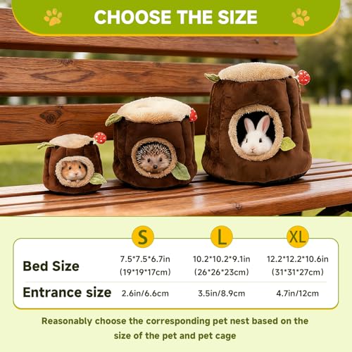 LYART Guinea Pig Hamster Bedding or Hideout for Mouse Mice Rat Ferret Bunny Fluff Bedding Bed House Cage Accessories, Dwarf Rabbits Hedgehog Bearded Dragon Warm Bedding Winter Nest Cave, Washable(1.S) - size: 1.S