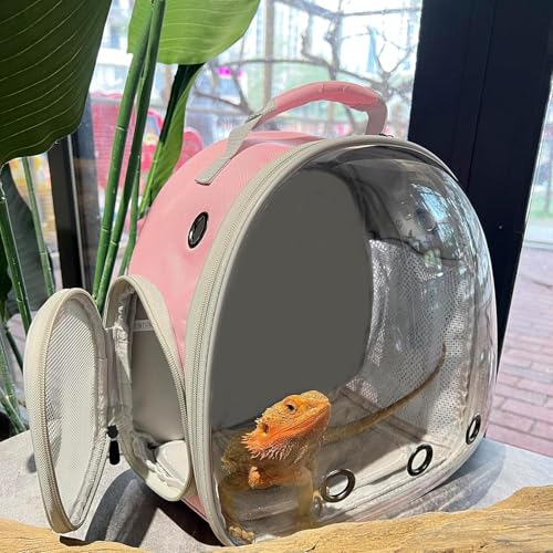 Bearded Dragon Carrier Backpack with Security Printing Harness Set, Reptile Lizard Travel Carrier (Pink, Security Harness) - color: Pink