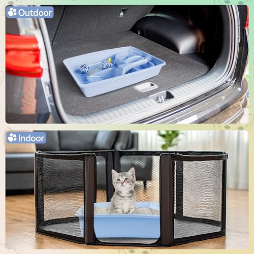 PAWISE Cat Litter Box Set, Small Cat Kitten Starter Kit, Includes Cats Toilet Kitten Litter Pan with Litter Scoop, Double Dish Cat Bowl, Kittens Mouse and Ball Toy - color: Blue