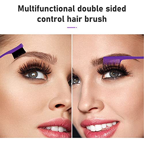 Remerry Nylon Hair Brush Set for Women & Girls, 12 Pieces Including 3 Row Salon Teasing Brushes, Double Sided Hair Edge Brush, Rat Tail Combs, Duckbill Clips - Purple - color: Purple