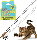 Forever Stick 2-Pack - The Unbreakable Cat Wand Toy, Durable Cat Toy Wand, Extra Long Cat String Toy, Cat Fishing Pole Toy for Bored Indoor Adult Cats, Cat Stick Toy, Cat Feather Wand, Cat Teaser Wand - size: Forever Stick 2-Pack