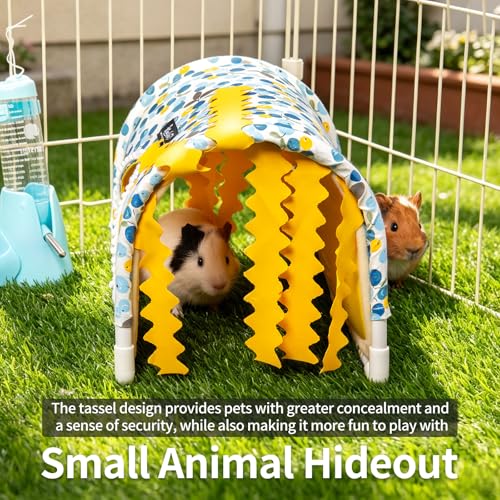 Guinea Pig Hideout No Bottom Guinea Pig Bed Easy to Clean Rabbit Hideout Bunny Beds - Small Animal Indoor Habitat for Chinchilla Ferret Hedgehog Flower-Branch Mouse (Pink Flower) - color: Pink Flower