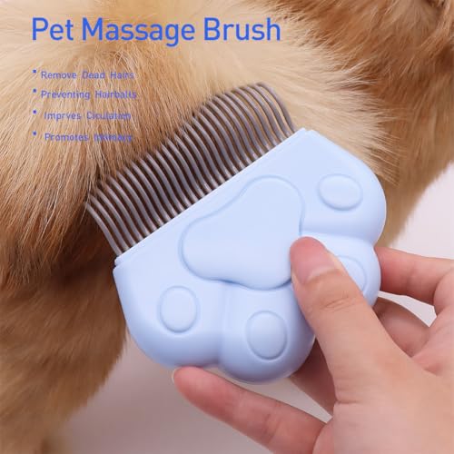 Cat Comb Pet Short Long Hair Removal Massaging Shell Comb Soft Deshedding Brush Grooming And Shedding Matted Fur Remover Massage Dematting Tool For Dog Puppy Rabbit(Grey) - color: Grey
