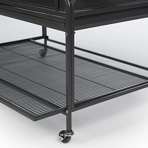 Prevue Pet Products Deluxe Critter Cage - Large 4-Level Metal Small Animal Habitat with Platforms, Ramps, Plush Hammock, Roll-Around Stand & Removable Clean Tray
