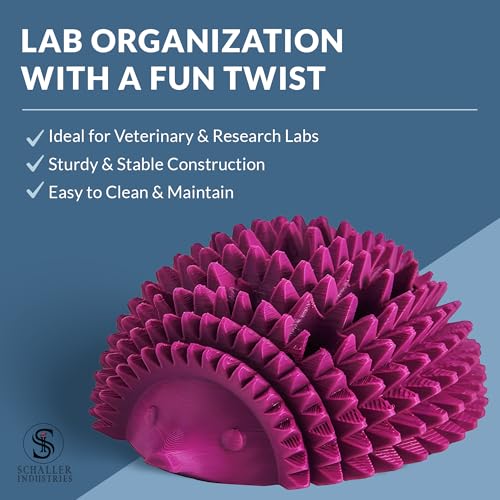 S I Schaller Industries Hedgehog Test Tube Holder, 16mm - Veterinary Blood Test Tube Rack, Holds 12 Vials, Compact Fun Design Organizer for Veterinary and Research Lab Use - Grape - color: Grape, size: 16mm Tubes