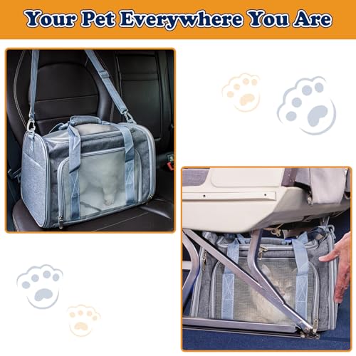 Soft-Sided Cat/Dog Carrier, Car Travel Pet Carrier Up to 16LB with Backpack Straps & Removable Washable Pad, Collapsible Mesh Puppy Carry Bag for Small Animals, Gray - color: Grey