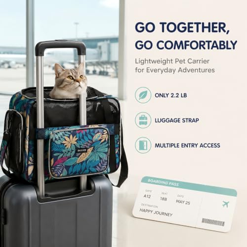 BAGLHER Pet Travel Carrier for Small Medium Cats & Dogs, Airline Approved Soft Sided - color: Hawaii