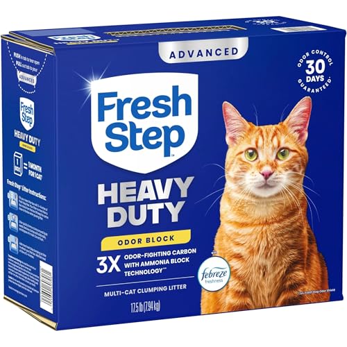Fresh Step Advanced Heavy Duty Multi Cat Clumping Cat Litter, 17.5 lb. | Heavy Duty, Odor Control, 3X Odor-Eliminating Carbon, Ammonia Block Technology, Compatible with Most Auto Litter Boxes - size: 17.5 lb (Pack of 1)