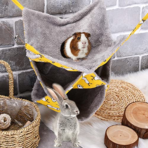3 Tier Pet Hammocks for Cage, Ferret & Guinea Pig Accessories, 13.7x13.7 Inches, Rat Beds Hammock Hanging Bunkbed for Small Animals, Ferret, Kitten, Squirrel, Chinchilla, Parrot (Yellow) - color: yellow