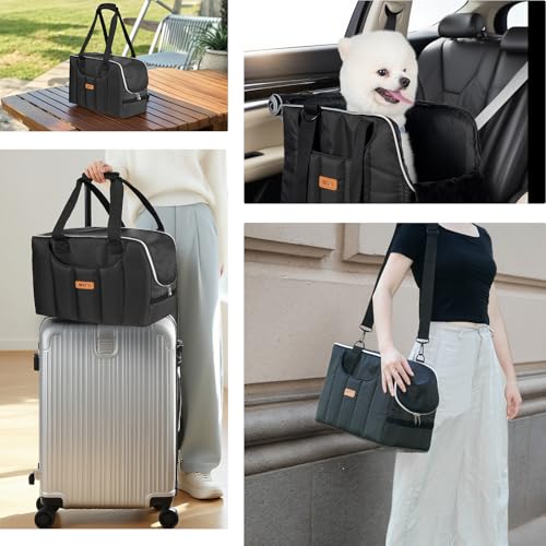 Dog Purse Carrier for Small Dogs Cats Rabbits Up to 12lbs, Lightweight Pet Sling Carriers with Crossbody Strap, Portable Puppy Soft Sided Tote Bag Carrier for Vet,Hiking,Travel Black - color: Black