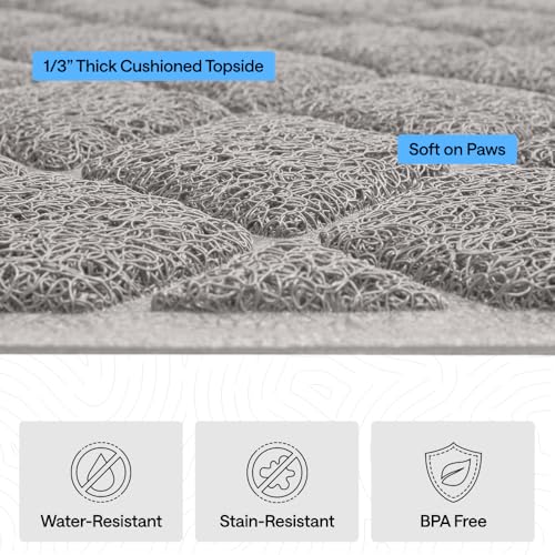 GORILLA GRIP Cat Litter Box Mat, Cushioned Coil Mesh Litter Trapping Mats, Scatter Control Supplies for Less Mess, Phthalate Free, Ultra Deep Catch Grooves, Rinse or Vacuum to Clean, 30x20 Light Gray - color: Light Gray, style: Medium (30" x 20")
