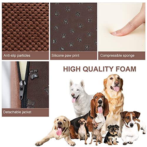 Dog Stairs for Small Dogs, High Density Foam Dog Ramp, Extra Wide Non-Slip Pet Steps for High Beds Or Couch, Soft Foam Doggie Ladder for Dogs Injured, Older Pets, Small Cats - color: Brown, size: 2 Steps