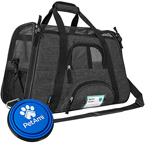 PetAmi Airline Approved Pet Carrier Cats Small Dogs, Small Heather Charcoal | Soft Sided TSA Travel Bag, Sherpa Bed, Breathable Mesh Ventilation, Collapsible Bowl, Fits Under Seat, Up to 18 lbs - color: Charcoal, size: Small - 17"L x 10.2"W x 11.2"H