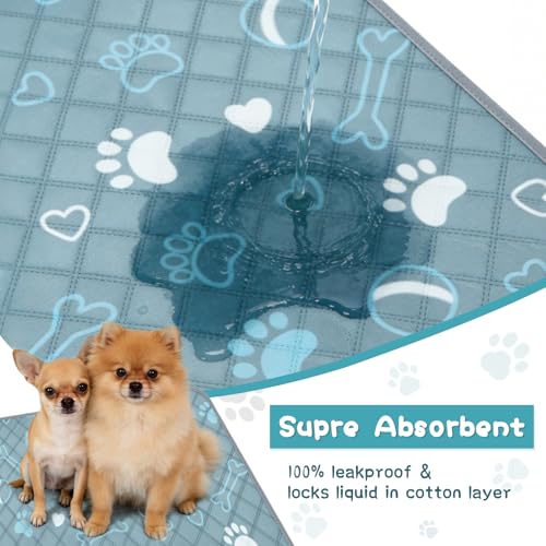 6 Packs Washable Guinea Pig Cage Liners with with Paw Print, Waterproof Guinea Pig Pee Pads Reusable Absorbent Bedding Anti Slip Mats for Small Animals Bunny Rabbit Hamster (Blue, 12 x 12in) - size: 12 x 12in / 6 Packs