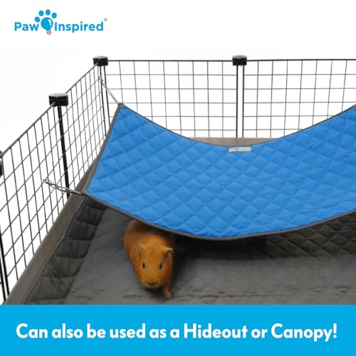 Paw Inspired Hanging Fleece Hammock for Small Animals, Gray/Blue | Hammock with Swivel Clips for Pet Cage for Ferrets, Rats, Chinchillas, Sugar Gliders, Hideout Toy for Guinea Pigs, Hamsters - color: Gray/Blue