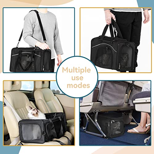 Petsfit Two-Way Placement Pet Carrier Airline Approved, Cat Carriers for Kittens, Puppies,Rabbit,Hamsters, Washable,Black - color: Black, size: 19"L x 9.5"W x 12.0"H
