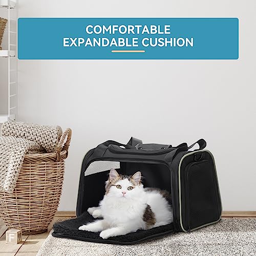 PETSFIT Pet Carrier Airline Approved with Extendable Mat, Dog Carriers for Small Dogs, TSA Approved Pet Carrier, Puppy Carrier for Small and Medium Cats Under 12 Lbs, Black | Airline Approved, Extendable Mat, TSA Approved, For Dogs & Cats Under 12 Lbs - c
