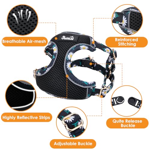 Lukovee Puppy Harness and Leash Set, No Pull Step in Lightweight Mesh Vest | Soft, Reflective, Easy Put on and off, Adjustable, Breathable Air Mesh, with 51in Leash for Walking Hiking (Black, S) - color: Black, size: Small (9-17.5 lb)