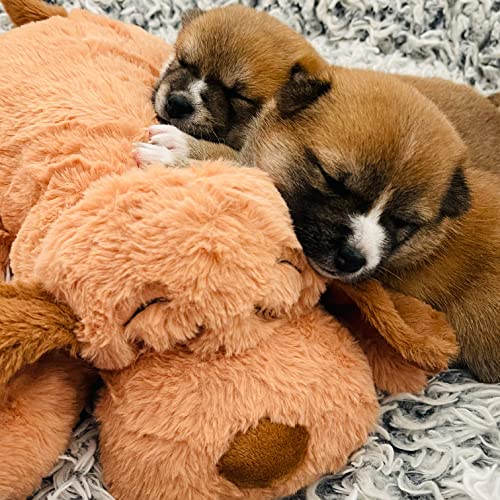 Snuggle Puppy Original Heartbeat Puppy Toy with Real-Feel Pulse & Heat Pack, Calming Sleep Aid for Puppy Anxiety, Crate Training, First Nights & New Puppy Transition - Biscuit | Calming heartbeat toy, crate training comfort, heat pack, new puppy essential