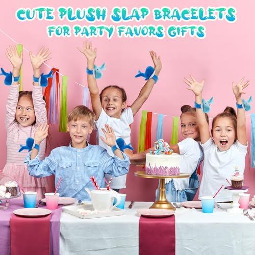 Lenwen 8 Pcs Whale Stuffed Animals Slap Bracelets for Kids Plush Animal Slap Snap Bracelets Bulk Whale Wrist Bands Adopt an Animal School Students Gifts Party Favors for Boys Girls Classroom Prizes - style: Whale