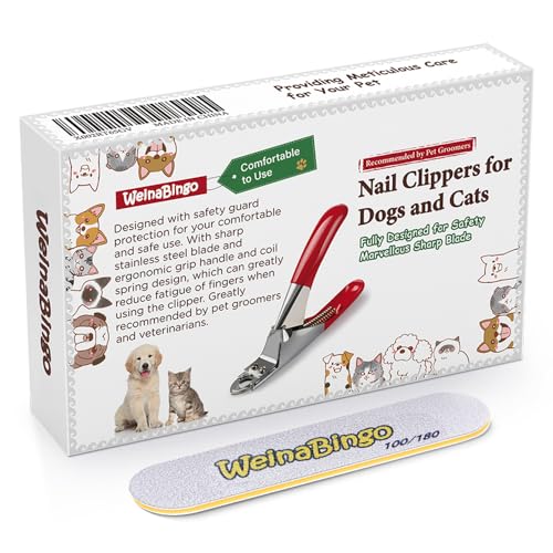Dog Cat Pets Nail Clippers, Professional Pets Claw Trimmer with Free Nail File, Sharp Stainless Steel Blade, Sturdy Non Slip Handles - for Safe, Professional at Home Grooming - color: Red