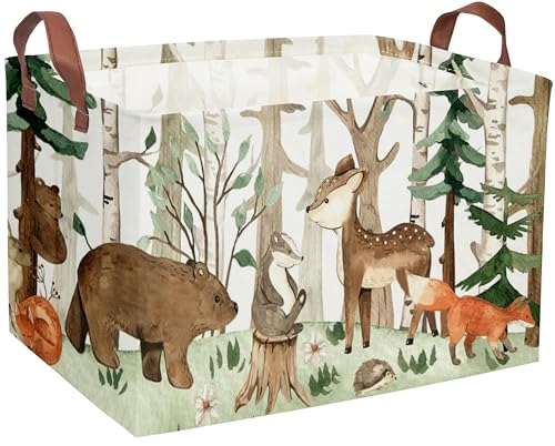Sanjiaofeng Rectangular Kids Basket Animal Storage Bins,Woodland Storage Baskets with Handles.Clothers,Toys,Books,Kid's Gifts Storage. (Tree animal) - color: Tree animal