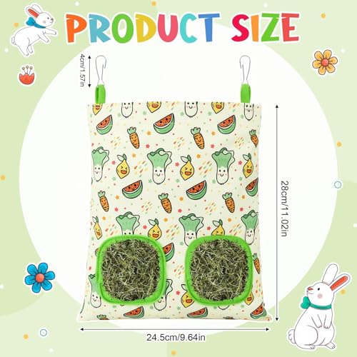 UPINS 2Pack Guinea Pig Hay Feeder Bag,Bunny Rabbit Cage Bag Hanging Holder | Guinea Pig Cage Feeder,for Bunny Rabbits,Chinchillas,Hamsters,Small Pets,and Animals - color: Red Green, size: 28 x 25 cm