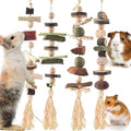 DBNESS 4 Pcs Bunny Chew Toys for Teeth, Hanging Rabbit Chewing Toy Treats with Timothy Grass & Natural Apple Wood, Improve Small Rodent Dental Health for Guinea Pig Hamster Chinchilla Rat Gerbil - size: 4 Pcs