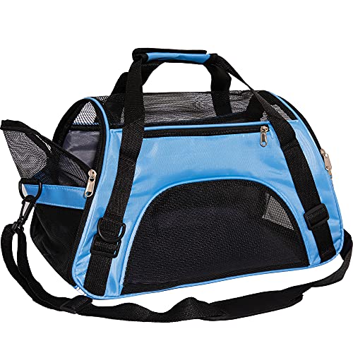 MuchL Pet Carrier Cat Cattier Soft-Sided Carriers for Small Medium Cats Dogs Puppies Pet Carrier Airline Approved Cat Dog Pet Travel Carrier (Medium, Blue) - color: Medium-Blue