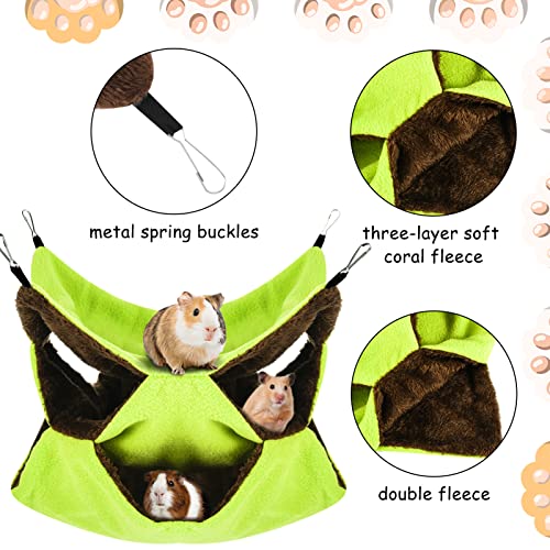 3 Tier Ferret Rat Hammock,Guinea Pig Cage Accessories,11.8x11.8 Inches,Pet Cage Hanging Bunkbed Hammock for Small Animals,Guinea Pig,Ferret,Kitten,Squirrel,Chinchilla,Rat,Parrot - color: green