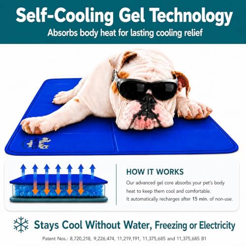 Arf Pets Dog Cooling Mat - Solid Gel Self-Cool Pad | Durable & Non-Toxic | Pressure-Activated | No Water, Electricity, Batteries or Refrigeration Needed | For Beds, Kennels & Crates - size: 23 x 35