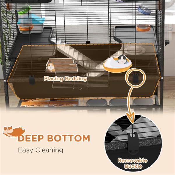 Hamster Cage with Detachable Playpen, Small Animal Habitat for Dwarf Hamsters and Hamster Cages Mice, Multi-Level Wire Extra Large Hamster cage Enclosure with hanster cage Hideouts