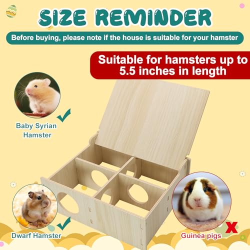 Hamster and Mouse Wooden Tunnel Cage Secret Peep Shed Waterproof | Chamber Hideout & Tunnel Exploring Toys Easy to install