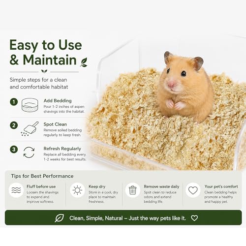 35oz Natural Aspen Wood Pet Bedding – Low Dust, Odor Control & Ultra Absorbent Shavings for Hamsters, Parrots, Guinea Pigs & Small Animals - size: 35oz