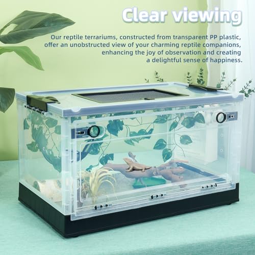 16" Foldable Mesh Reptile Terrarium for Bearded Dragon & Gecko Black | High-temp resistant mesh; foldable design for portability. Clear panels allow 360° views. Fits lizards, geckos & iguanas - color: Black, size: Small (16"x11.4"x9.3")
