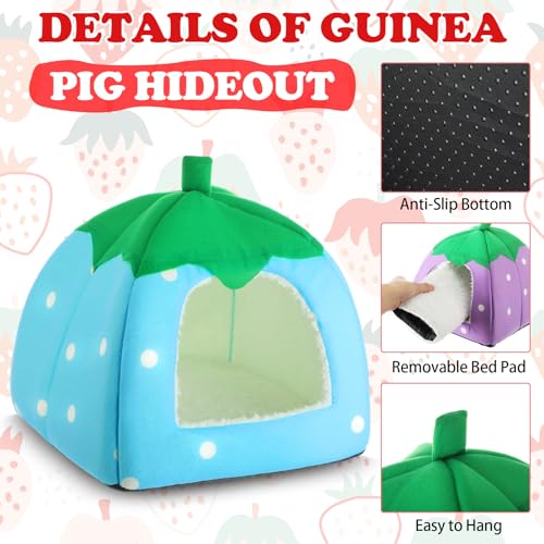 Novabright 4 Pack Guinea Pig Hideout Bed Dwarf Rabbit Bed Sleeping Fleece House Washable Cave Cage Accessories for Little Bunny Ferret Chinchilla Hedgehog (10.2x10.2x9.5 Inches,Fruit Style) - size: 10.2x10.2x9.5 Inches, style: Fruit Style
