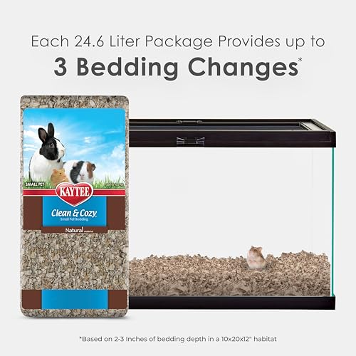 Kaytee Clean & Cozy Natural Paper Bedding, 24.6 Liters | Keeps habitats fresh. Small animal bedding for rabbits, guinea pigs, hamsters. Hamster bedding odor control, 99% dust-free - size: 24.6 Liters