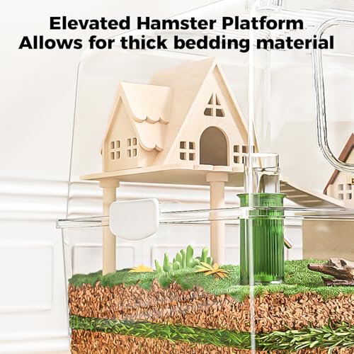 Mini&moe Hamster Platform - Small Animal Play Wooden Heigh Platform for Exercise Wheel Food Bowl Water Bottle and Other Cage Accessories
