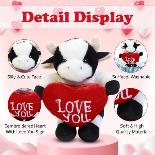 Cow Stuffed Animal 8 Inches Surprise Valentines Day Stuffed Animals Hideaway Spring Inspired Gift for Girls and Boys Birthday, Valentine’s Day, Easter Day (Cow Stuffed Animal) - style: Valentine Cow Stuffed Animal