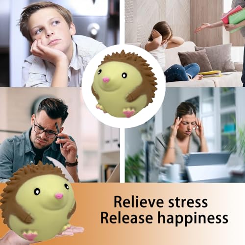 Hedgehog Squishy Stress Balls for Kids and Adults, Stretchy Stress Relief Ball Squeeze Toys, Soft Dough Balls, Squeeze Ball Squishy Toys for Party Favors Birthday Gifts, Easter Basket Stuffers - style: Hedgehog