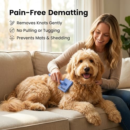 Slicker Brush for Dogs, Pet Grooming Brushes for Doodles & Poodles, Large | Best Brush For Long Haired Dogs, Dematting Comb & Deshedding Tools For Goldendoodle Coats, Puppy Matting Grooming Supplies - size: Large