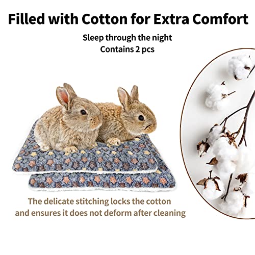 Amakunft 2 Pcs Guinea Pig Bed Mat Washable, Rabbit Winter Bed Pad for Indoor, Warm Small Animal Bed Mattres, Fleece Sleeping Pad for Bunny, Rat, Hedgehog, Sugar Glider, Chinchilla - size: Large