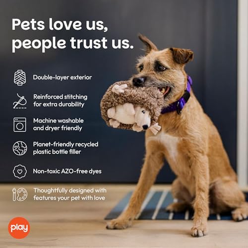 P.L.A.Y. Cute Plush Dog Toys - Forest Friends Critter Themed Durable Squeaker Crinkle Chew Toy, Great for Puppies & Small, Medium, Large Dogs - Machine Washable, Recycled Materials (Hedgehog) - style: Hamilton the Hedgehog