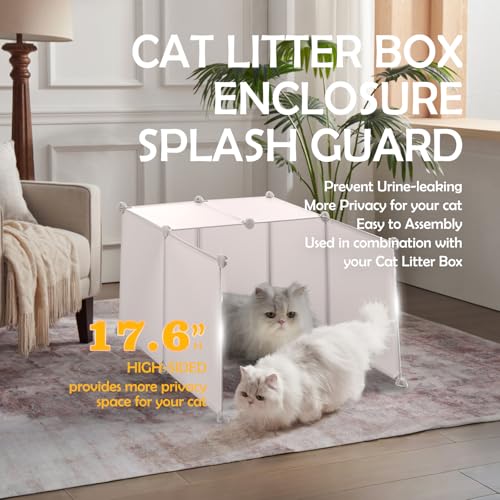 MEEXPAWS Cat Litter Box Enclosure, Splash Guard, Pee Shield High Walls | XXL Plastic Sheets Easy to Clean, Litter Containment, Litter Box Privacy Screen and Wall Protector, Light Weight - size: XXL - L27.9"×W27.9"×H31.5"