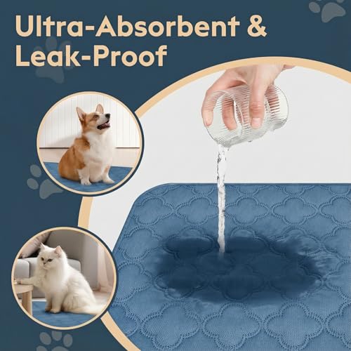 FunFurry Washable Guinea Pig Cage Liner - 4 Pack Reusable Washable Pee Pads，Waterproof Guinea Pig Bedding for Small Animal - Rabbit Bunny Hamster Puppy (Blue, 12" X 12" - 4 Pack) - color: Blue, size: 12" X 12" - 4 Pack