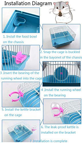 Small Pet Hamster Cage with Running Wheel Water Bottle Food Basin Portable Carrier House Mice Home Habitat for Going Out, Traveling (Green) - color: Green