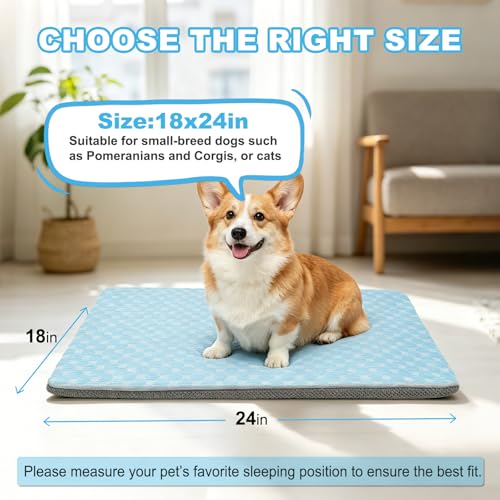 Dog Cooling Mat, 16.5" x 26" Self-Cooling Dog Pad, Cooling Mat for Large Dogs, Refrigerable Long-Lasting Cooling, Non-Toxic Washable Non-Slip Summer Pet Mat for Indoor Outdoor Kennel Car - size: 16.5"L x 26.0"W x 1"Th