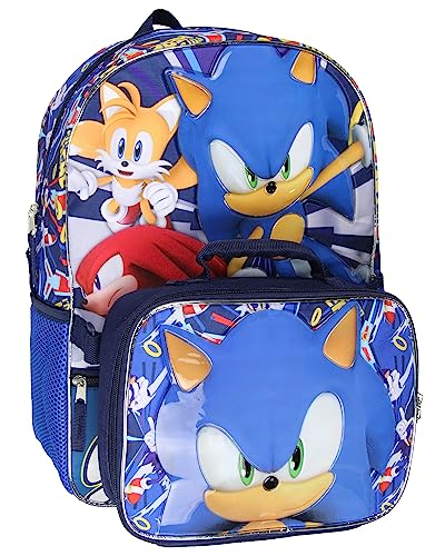 AI ACCESSORY INNOVATIONS Sonic The Hedgehog Tails And Knuckles Kids School Travel Backpack 2 Piece Set With Detachable Lunch Box